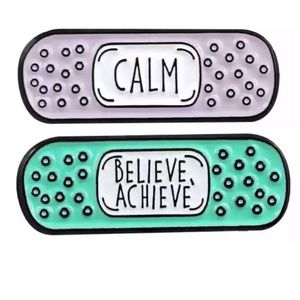 2pcs Mental Health Self Care Bandaid Enamel Pins